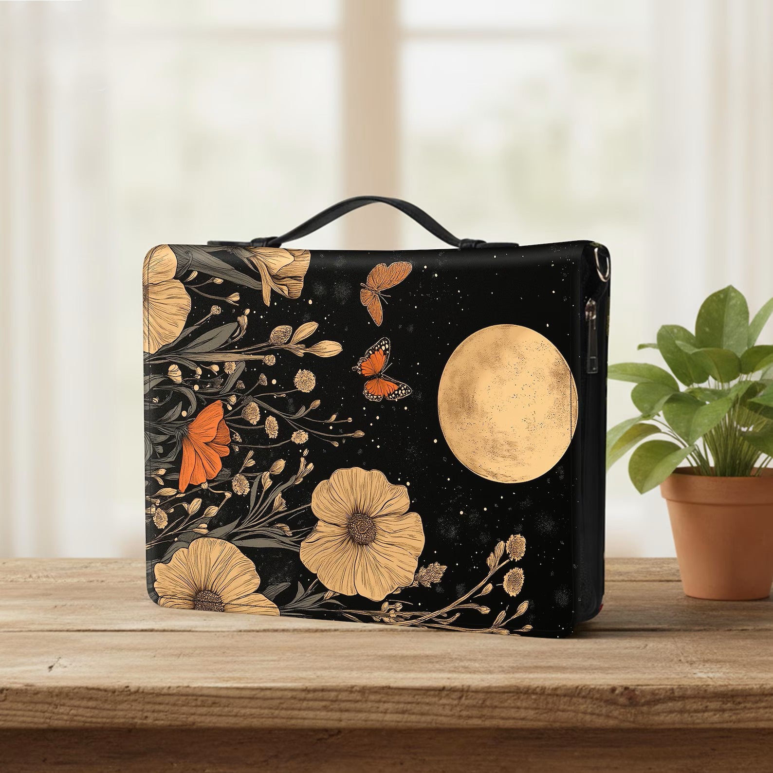 Poppy flower, Bible Cover with Handle | Sleeve for Books, All-Over Print Journals & E-Readers, Faux Leather sleeve, Protector for Paperbacks. BCPETAL16