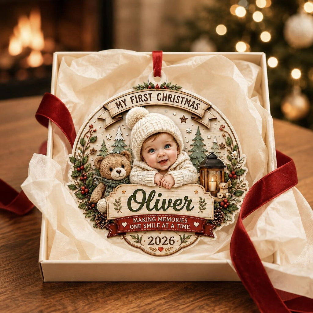 Personalized Baby First Christmas Ornament, Custom Photo Baby Name Ornament, My First Christmas 2026, Newborn Keepsake Gift	COPETAL30
