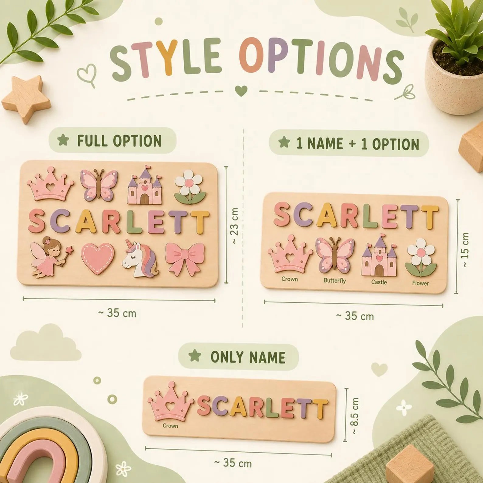 Personalized Flower Name Puzzle, Floral Wooden Name Puzzle for Girls, Custom Montessori Name Board, Botanical Toddler Puzzle. NPPETAL25