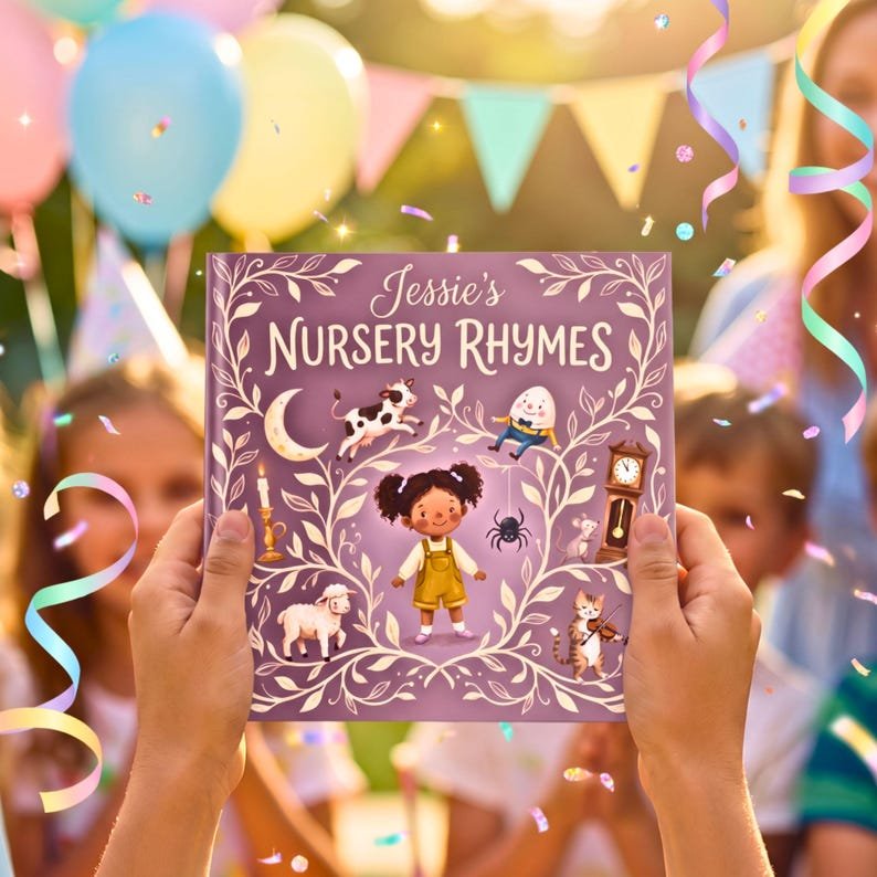 Personalized Nursery Rhymes Book, Custom Baby Name Storybook, Baby Shower Gift for Boy or Girl, First Birthday Gift Baby Keepsake PBOOK02