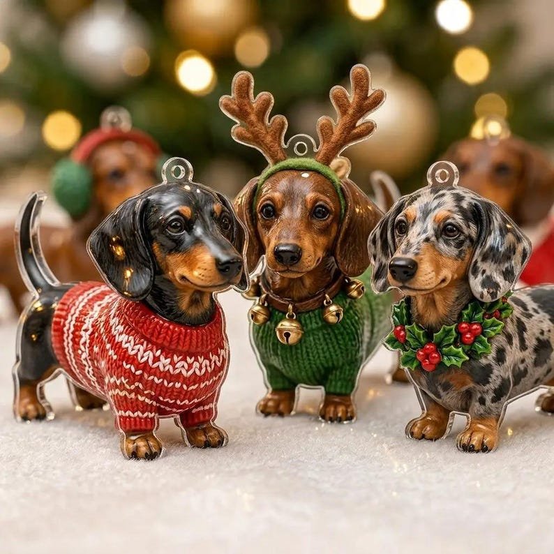 Dachshund Christmas Advent Calendar 2026, 24 Dog Ornaments Countdown Calendar, Cute Wiener Dog Holiday Gift for Pet Lovers & Families AXMAS02