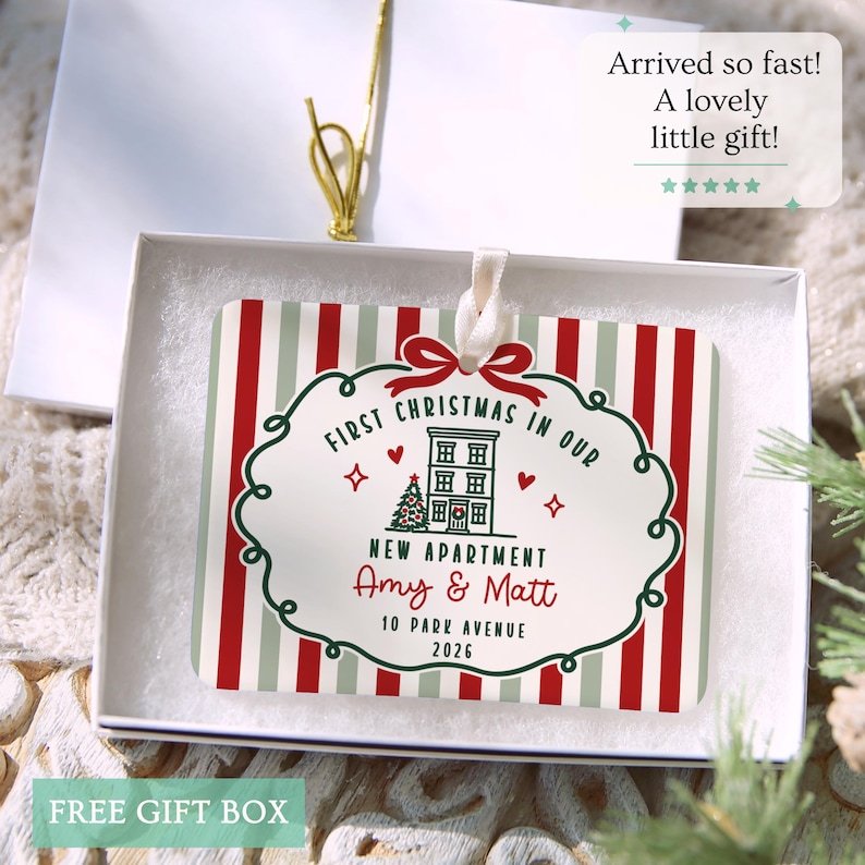 New Apartment Ornament 2026, Personalized First Christmas in Our First Apartment Ornament with Address, Housewarming Gift for Couples CERAMIC02