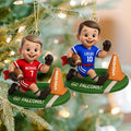 Personalized Brunette Boy Flag Football Ornament, 2025 Christmas Keepsake, Christmas Hanging Decor ACRYLICOR02