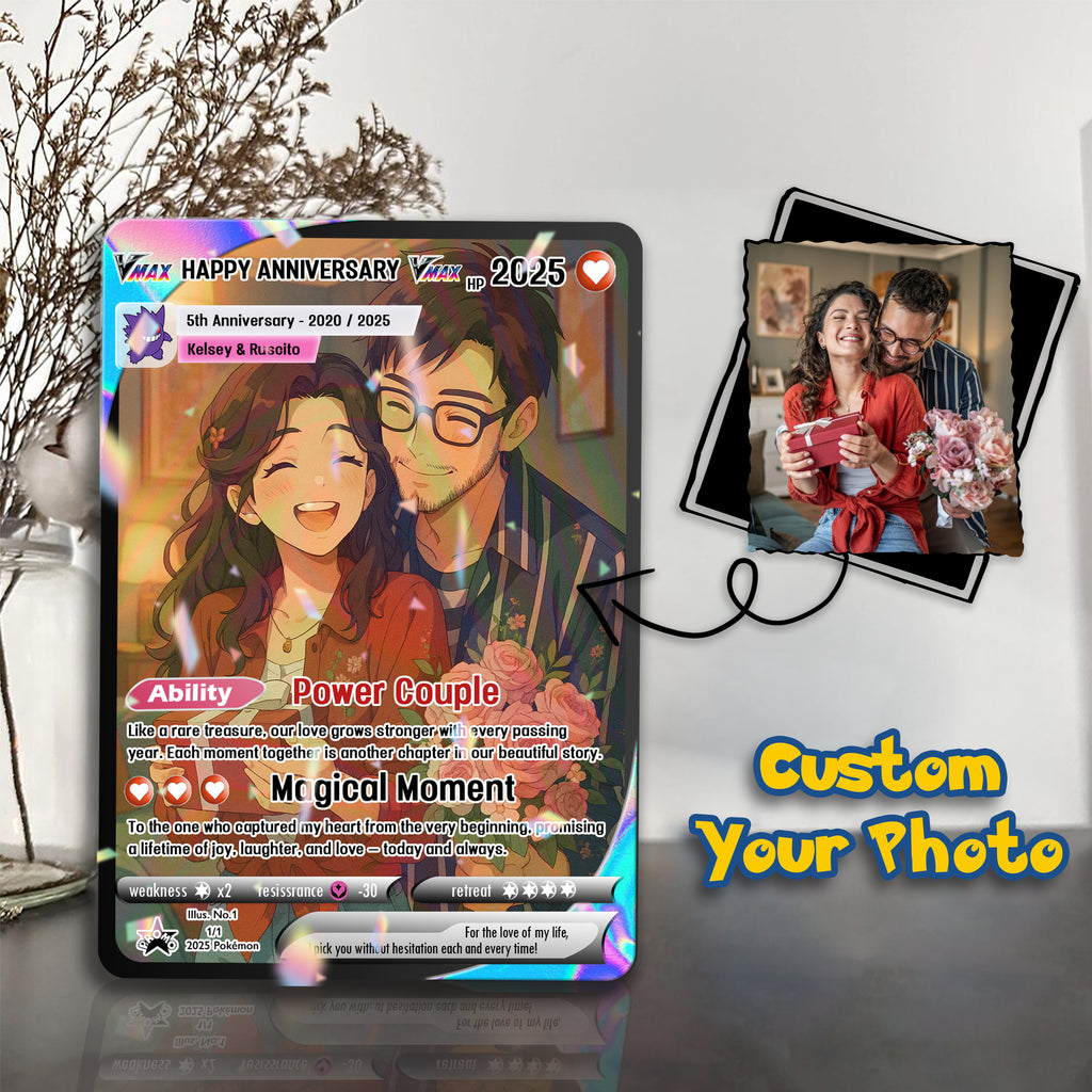 Personalized Pokemon Anniversary Card, Custom Photo Anime Wedding Card, Anniversary Gift, Gift for Him, Gift for Her, Custom Card for Couple