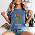 Marigold Flower Shirt, Vintage Botanical Graphic Tee, Floral Nature T-Shirt, Garden Lover Gift, Boho Plant Print Top