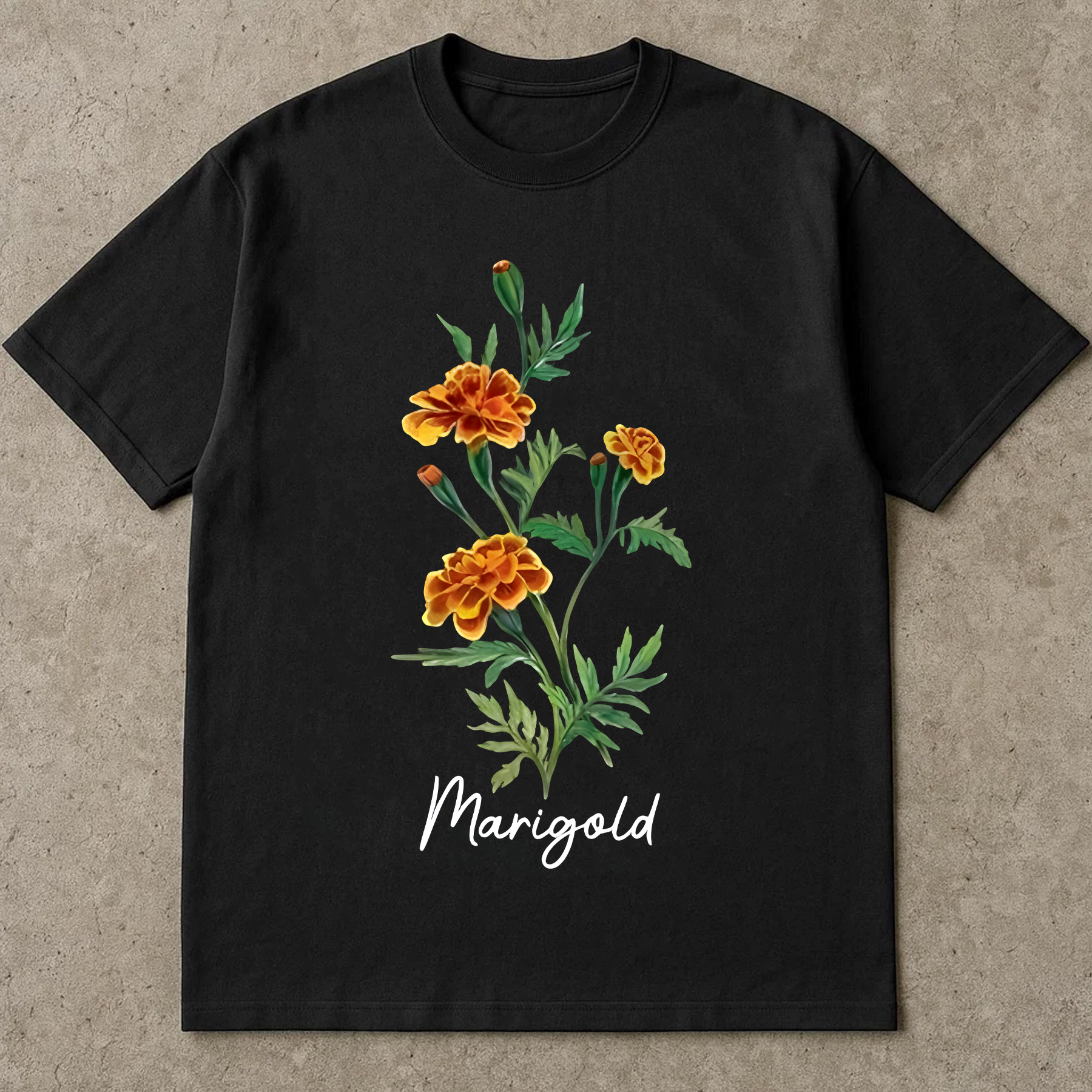 Marigold Flower Shirt, Vintage Botanical Graphic Tee, Floral Nature T-Shirt, Garden Lover Gift, Boho Plant Print Top