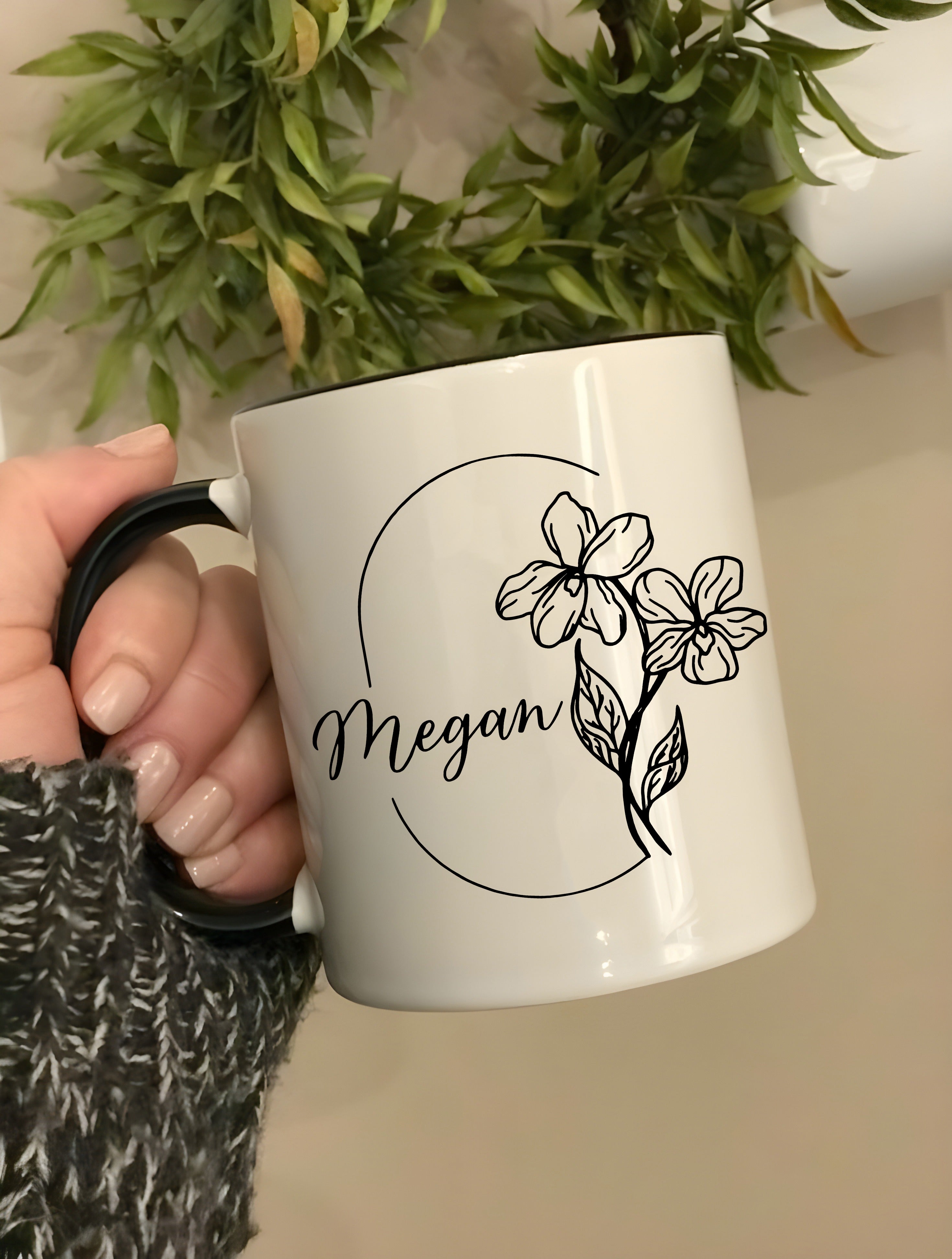 Personalized Birth Flowers With Name Mug, Birth Flowers Mug, Custom Birth Month Flowers Mug, Birthday Gift