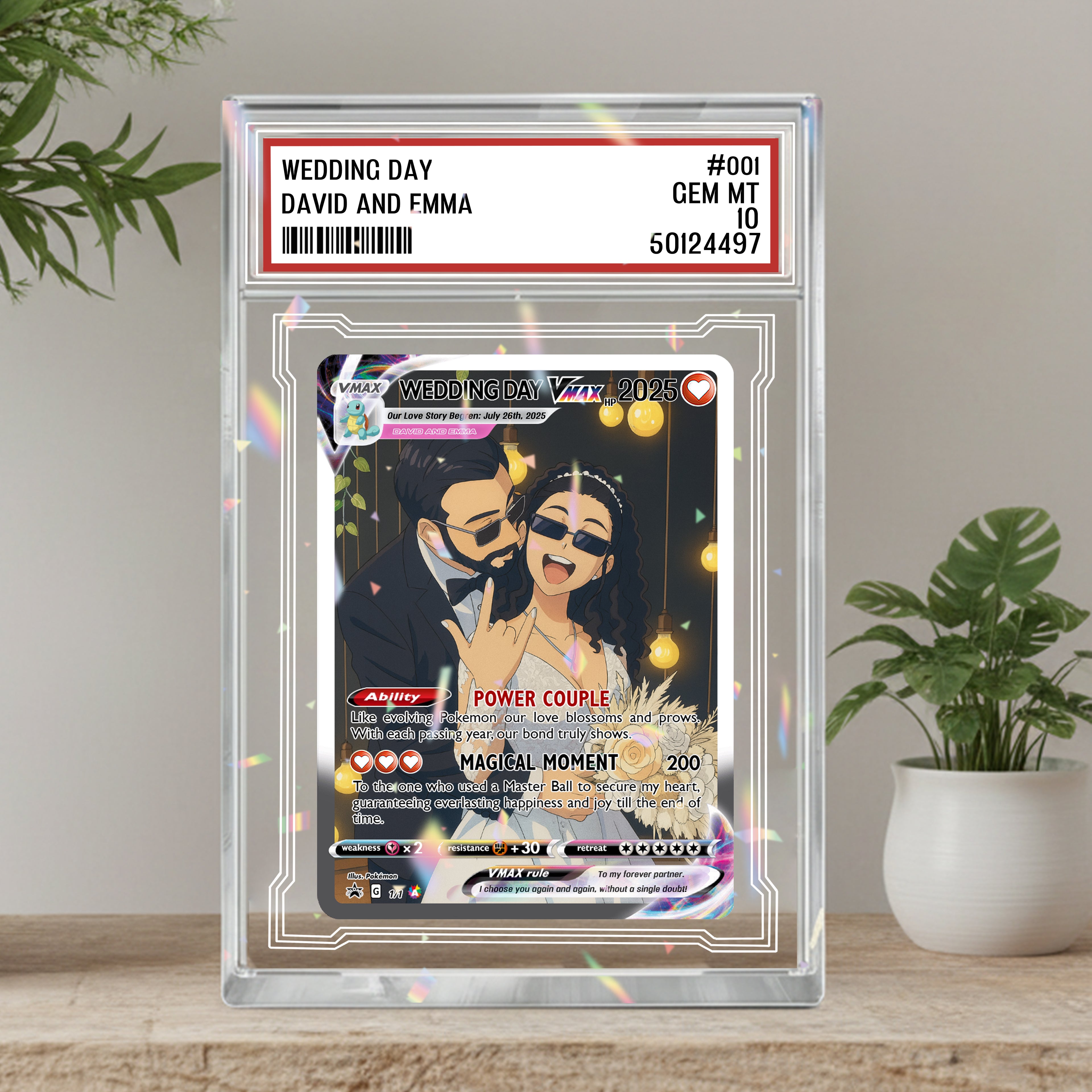 Custom Pokémon Card Price Love Acrylic Card, Personalized Couple Photo Anime Style, Anniversary Gift for Him, Gamer Husband Gift