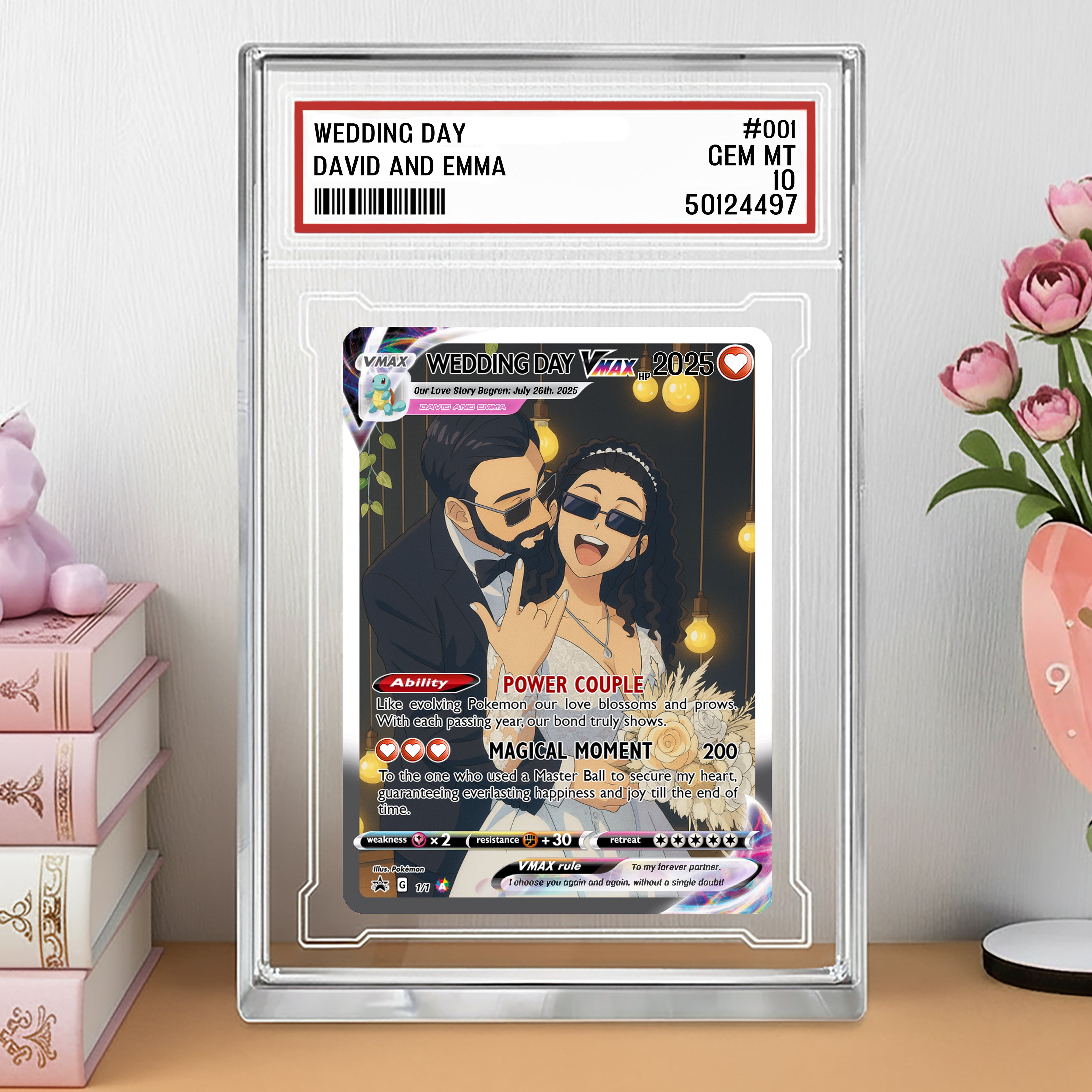 Custom Pokémon Card Price Love Acrylic Card, Personalized Couple Photo Anime Style, Anniversary Gift for Him, Gamer Husband Gift