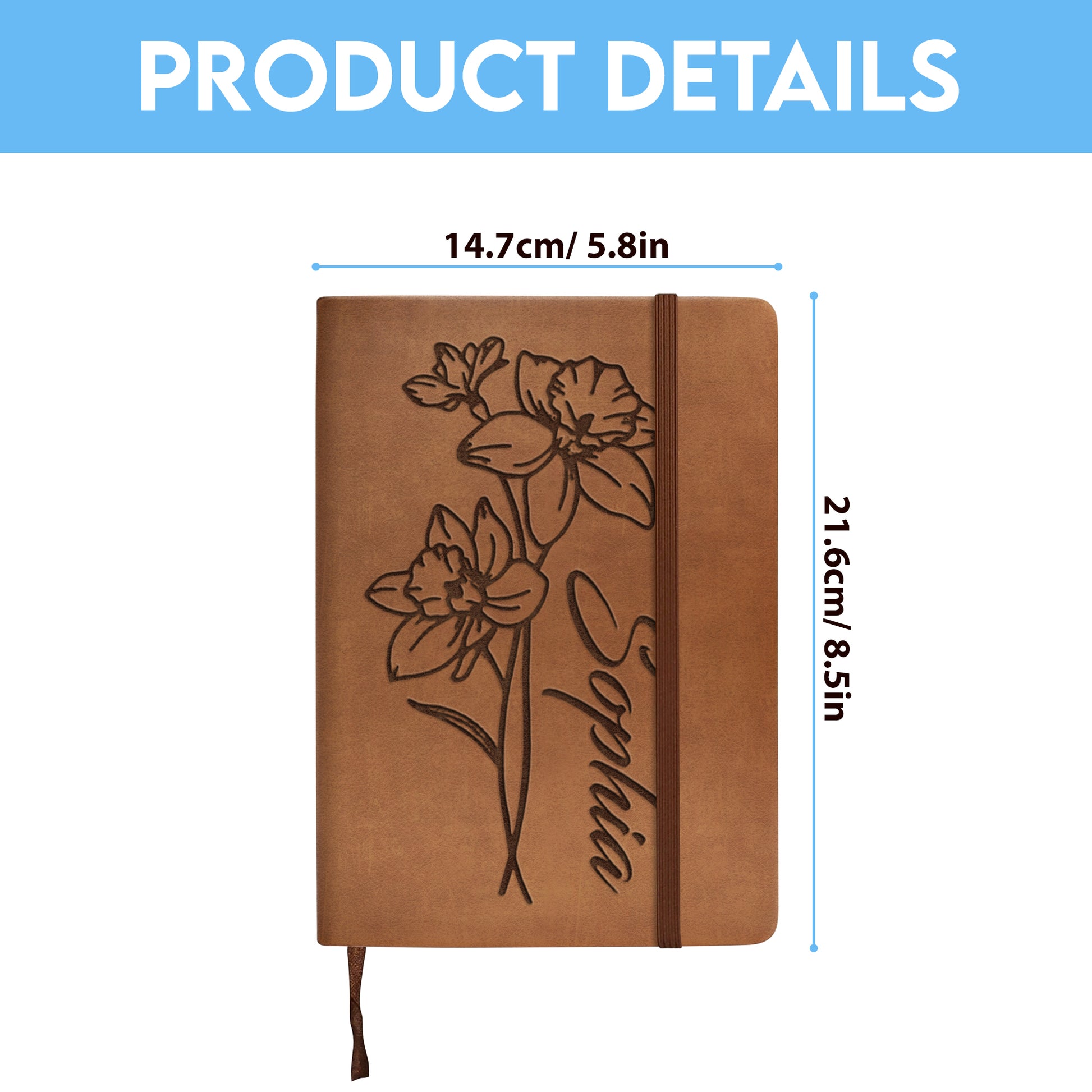 Personalized Birth Flower Notebook With Name, Custom Journal, Floral Diary, Mothers Day Gift, Bridesmaid Proposal, Unique Gifts for Her