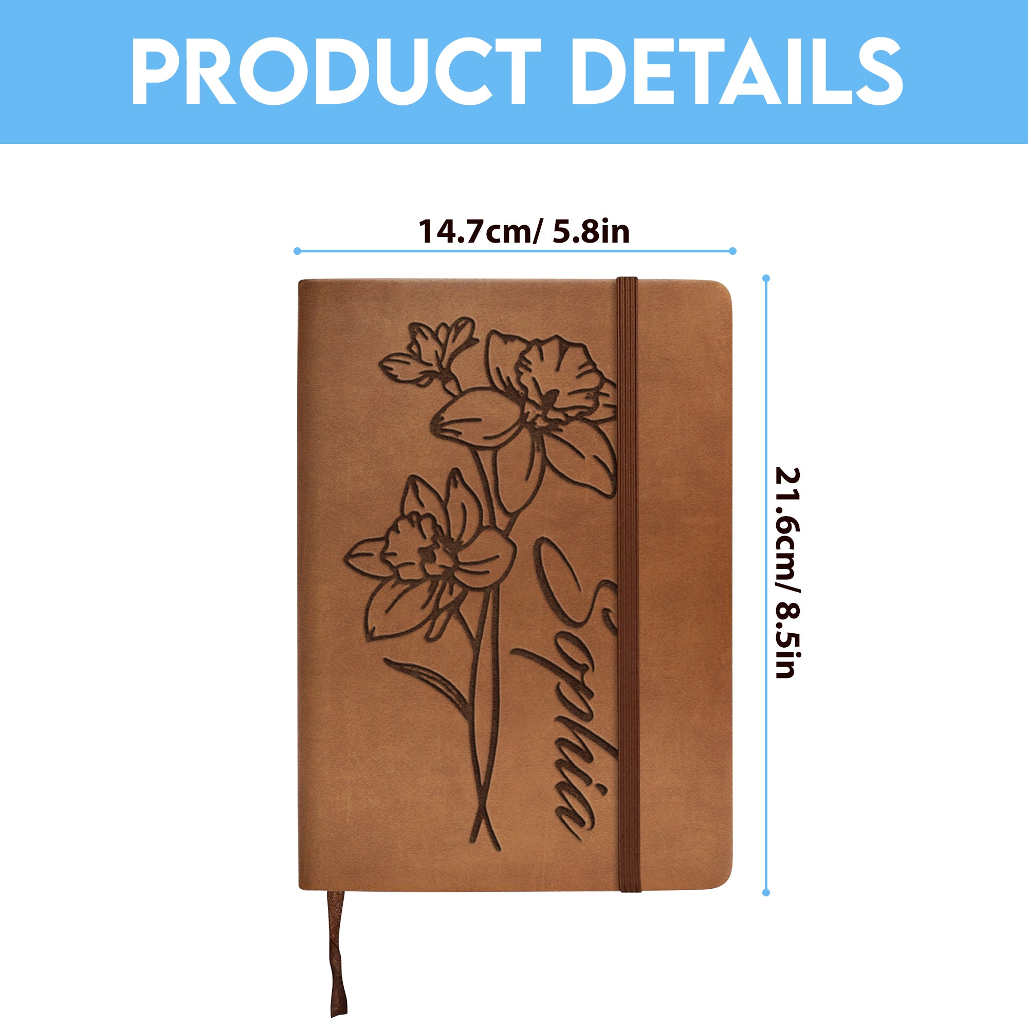 Personalized Birth Flower Notebook With Name, Custom Journal, Floral Diary, Mothers Day Gift, Bridesmaid Proposal, Unique Gifts for Her