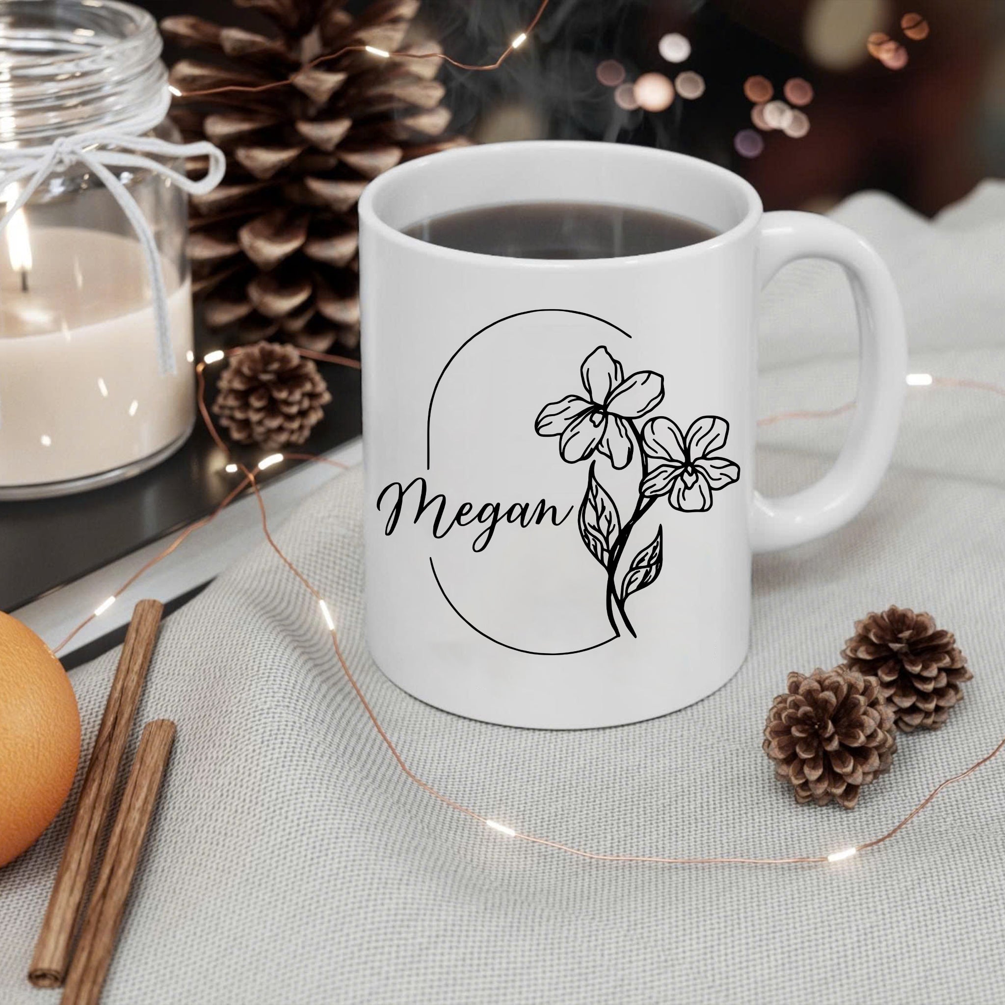 Personalized Birth Flowers With Name Mug, Birth Flowers Mug, Custom Birth Month Flowers Mug, Birthday Gift