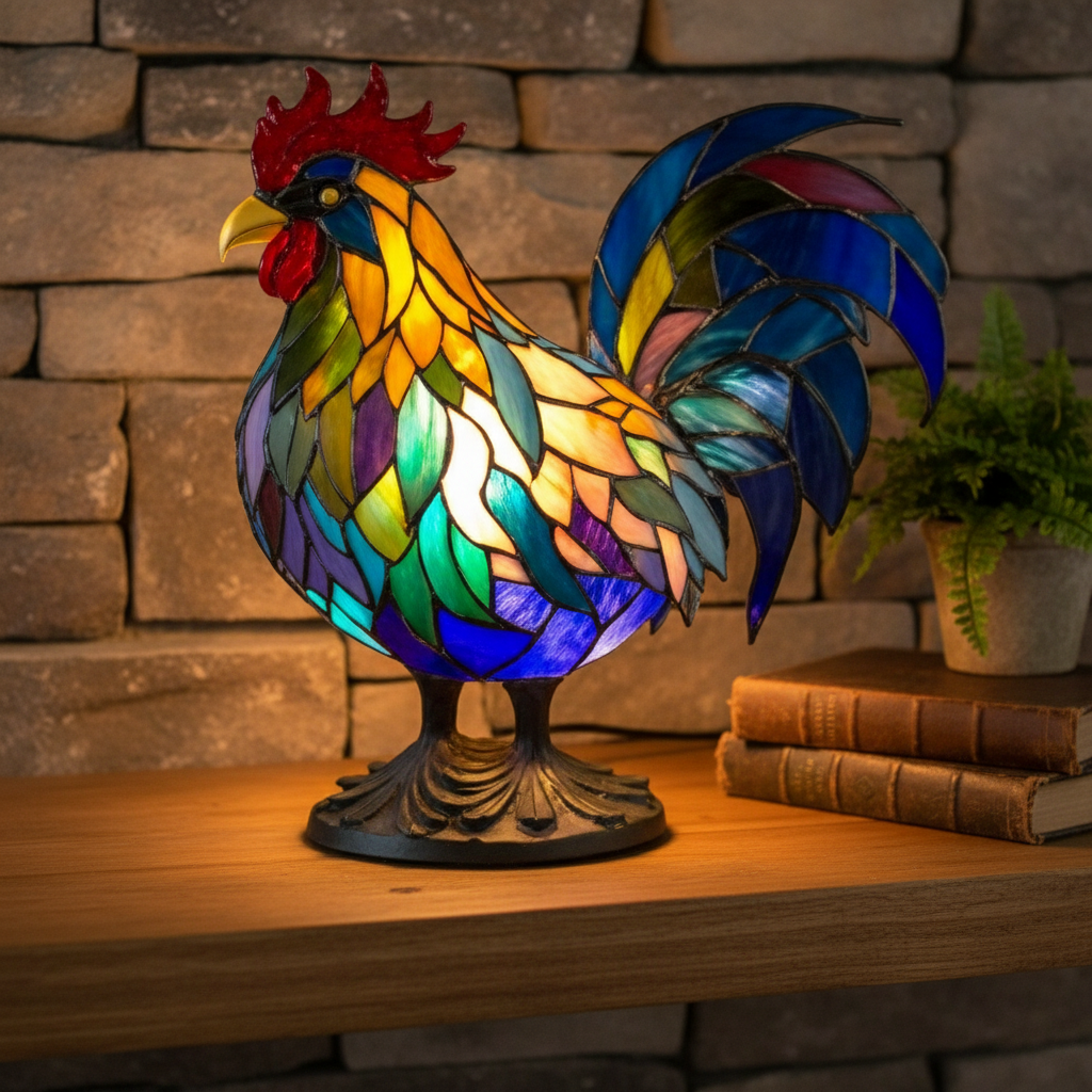Chicken LED Table Light, Acrylic Plastic Chicken Animal Desk Lamp, Cute Farm Style Night Light, Cozy Bedroom and Home Decor