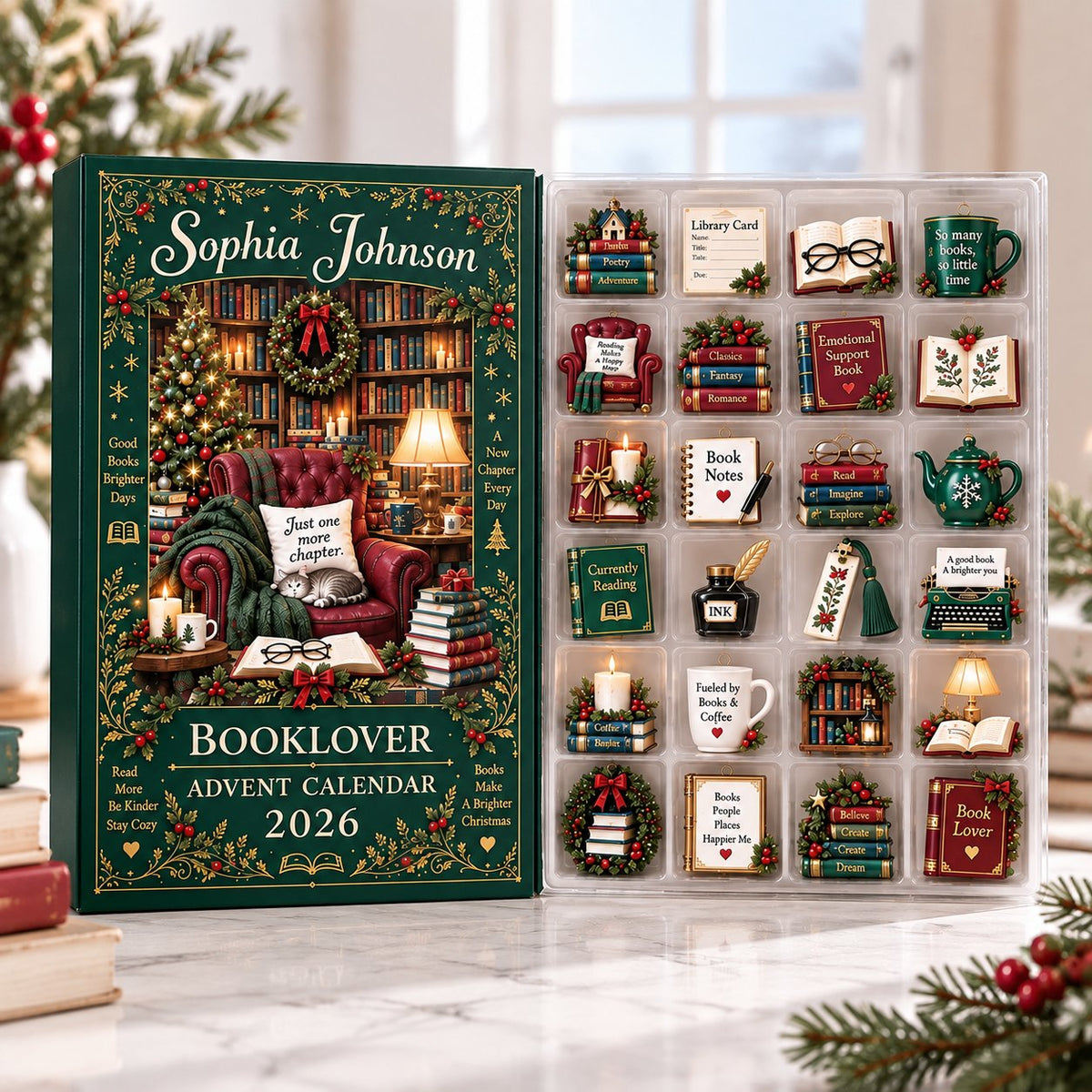 Book Lover Advent Calendar 2026, Christmas Countdown Calendar, Reader Gift, Bookworm Gift, Cozy Christmas Gift for Book Lovers AXMAS29