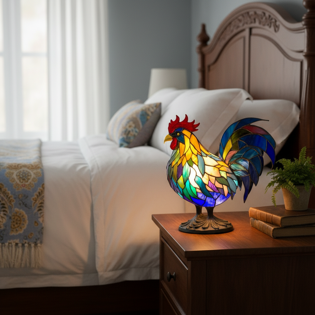 Chicken LED Table Light, Acrylic Plastic Chicken Animal Desk Lamp, Cute Farm Style Night Light, Cozy Bedroom and Home Decor