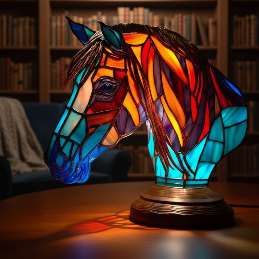 Horse Head LED Table Light, Acrylic Plastic Horse Animal Desk Lamp, Artistic Horse Night Light, Cozy Bedroom and Home Decor