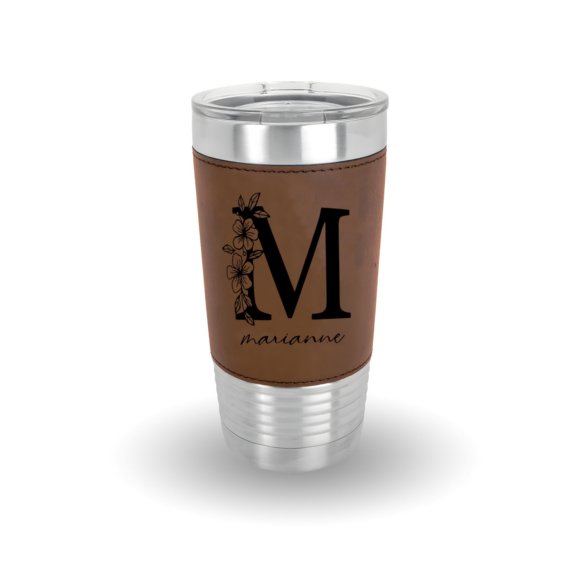 Personalized Flower Girl 20oz Leather Tumbler With Name, Custom Name Leather Tumbler
