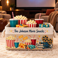 Personalized Fabric Storage Basket, Movie Night Snack Organizer, Popcorn and Cinema Theme BBPETAL39