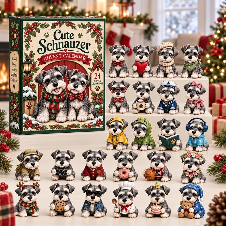Schnauzer Advent Calendar 2026, Christmas Countdown Calendar, Dog Lover Gift, Miniature Schnauzer Gift, Pet Parent Christmas Gift AXMAS32