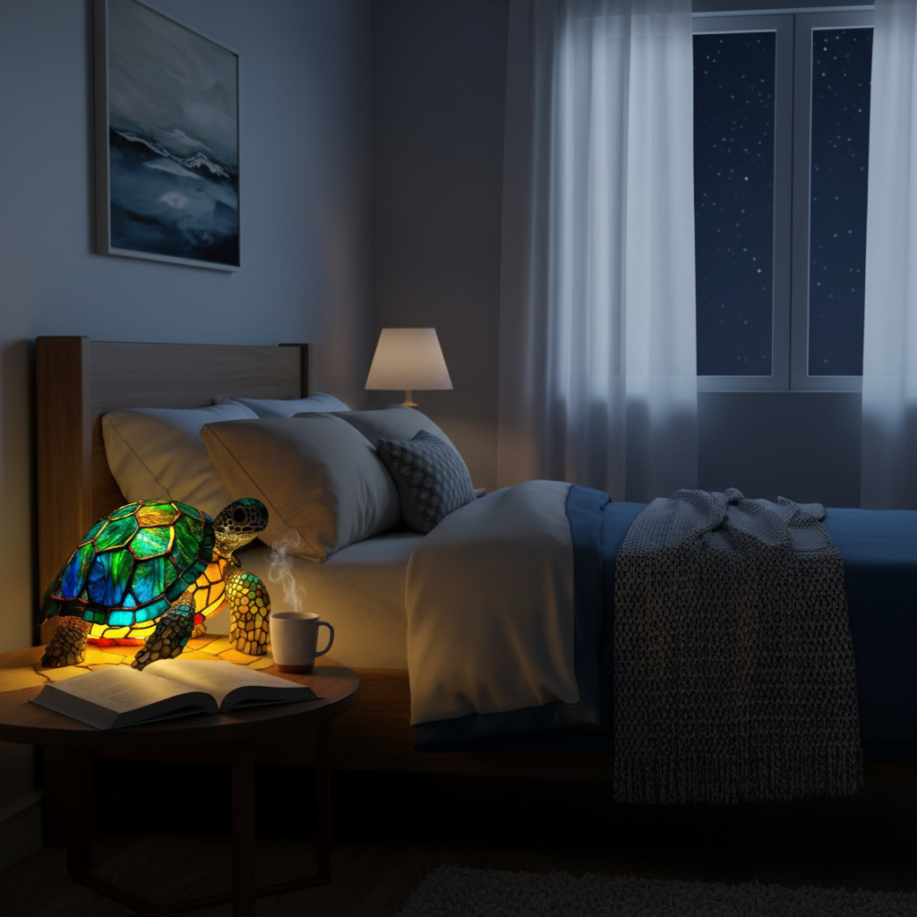 Sea Turtle LED Table Light, Acrylic Plastic Turtle Animal Desk Lamp, Artistic Ocean Theme Night Light, Cozy Bedroom and Home Decor