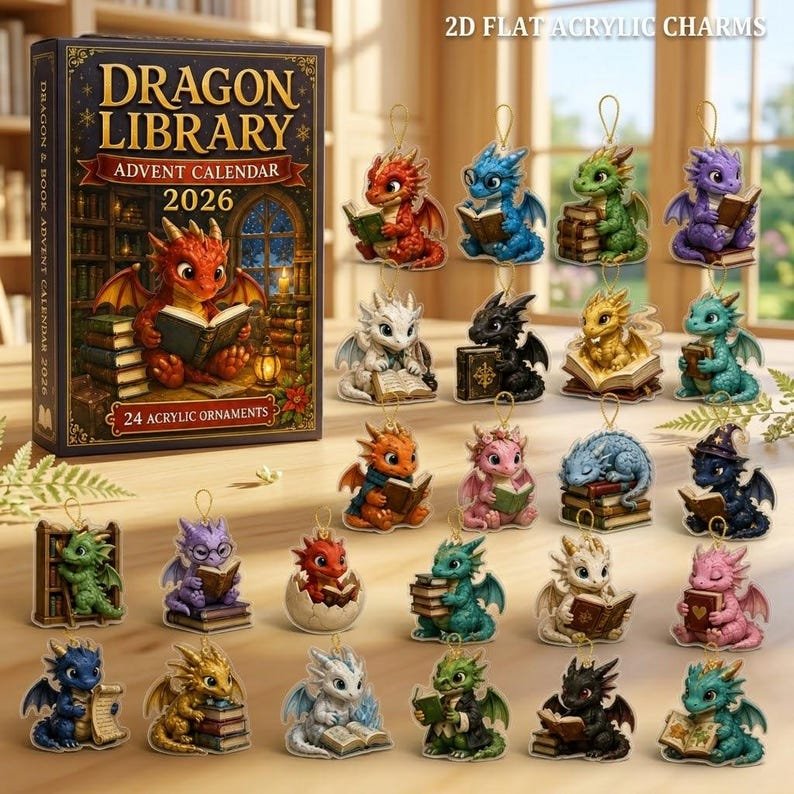 Dragon Advent Calendar 2026, Fantasy Christmas Countdown Calendar, Dragon Lover Gift, Fantasy Reader Gift, Unique Holiday Gift AXMAS33
