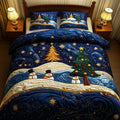Christmas Dreamland Quilted Bedding Set, Christmas Blanket with Pillowcases, Festive Winter Bedroom Decor, Bedding Decor PTBED65