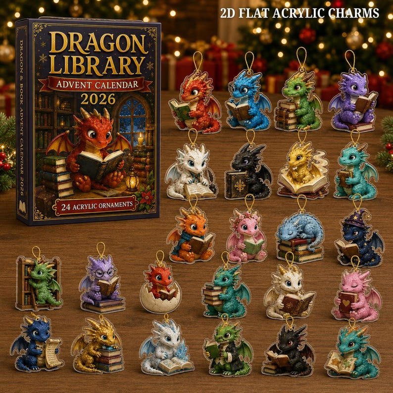 Dragon Advent Calendar 2026, Fantasy Christmas Countdown Calendar, Dragon Lover Gift, Fantasy Reader Gift, Unique Holiday Gift AXMAS33