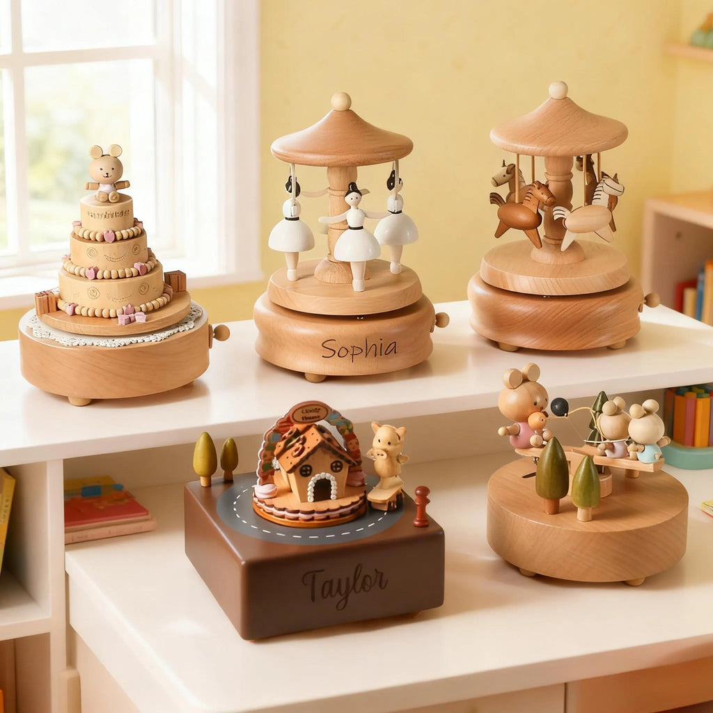 Personalized Wooden Train Music Box, Mothers Day Gift, Keepsake Gift for Kids, Baby Shower Gift, Newborn Gifts, Engraved Name Music Box