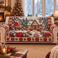 Personalized Christmas Villages Quilted Sofa Cover, Christmas Sofa Cover, Patchwork Couch Throw, Sofa Protector, Holiday Sofa Decor QUILTSOFA32