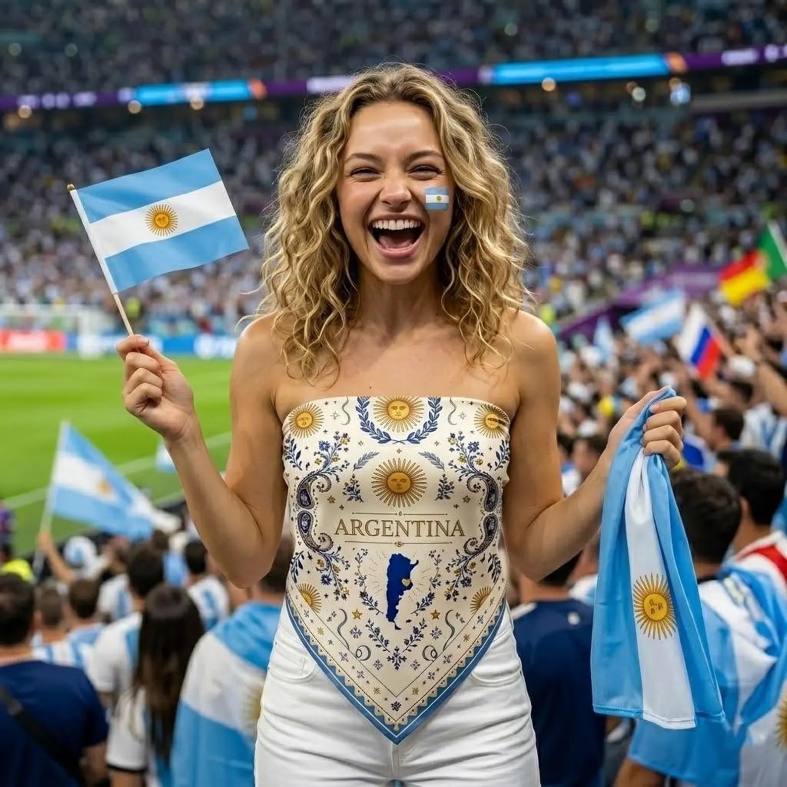 Argentina Satin Scarf, Argentina Flag Gift 2026, Argentine Fan Bandana, Luxury Travel Neck Tie, Vacation Outfit Gift, Argentina 2026 Gift. SSPETAL7