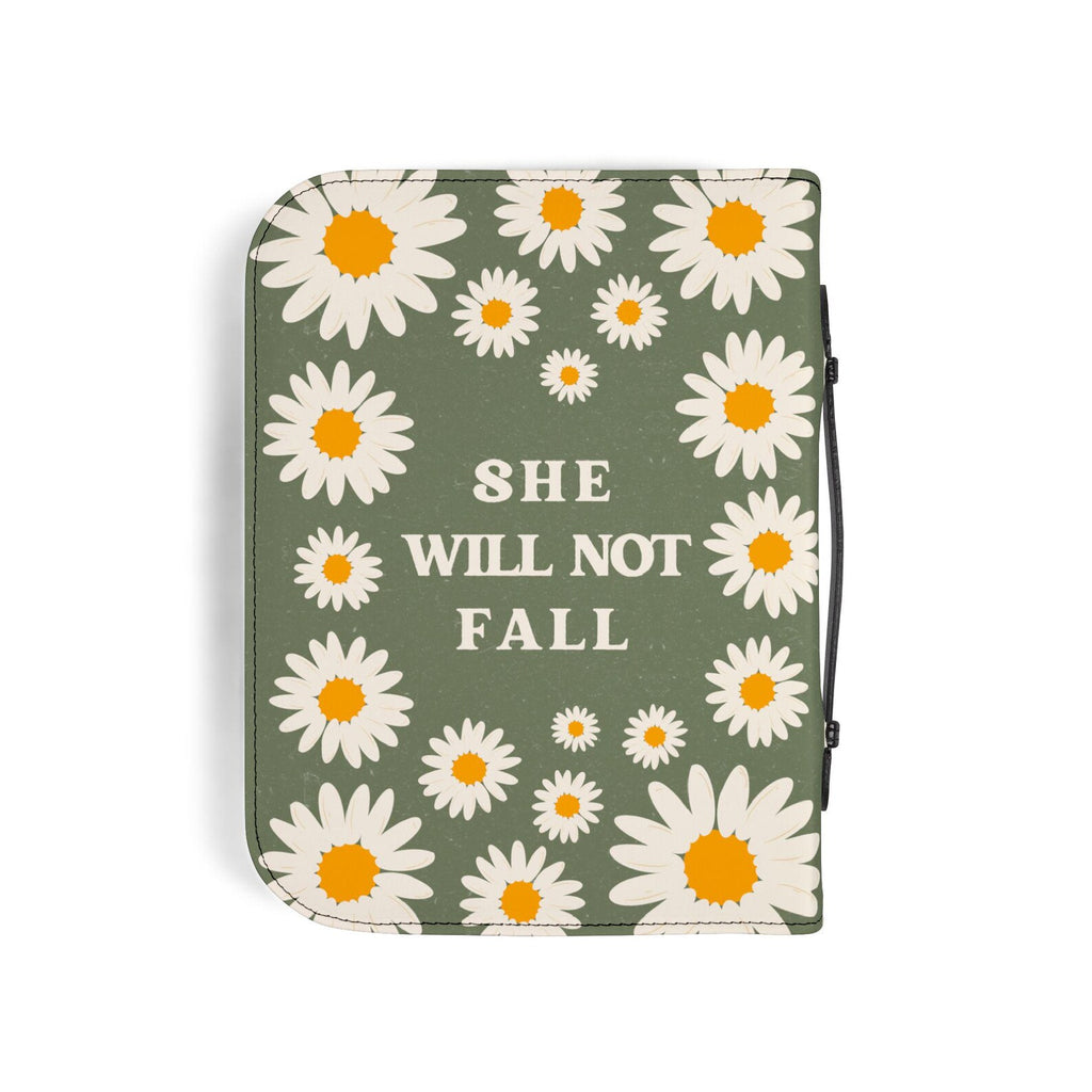 Daisy Bible Cover Case, God Is Within Her Christian Gift, Green Floral Scripture Bag. BCPETAL14