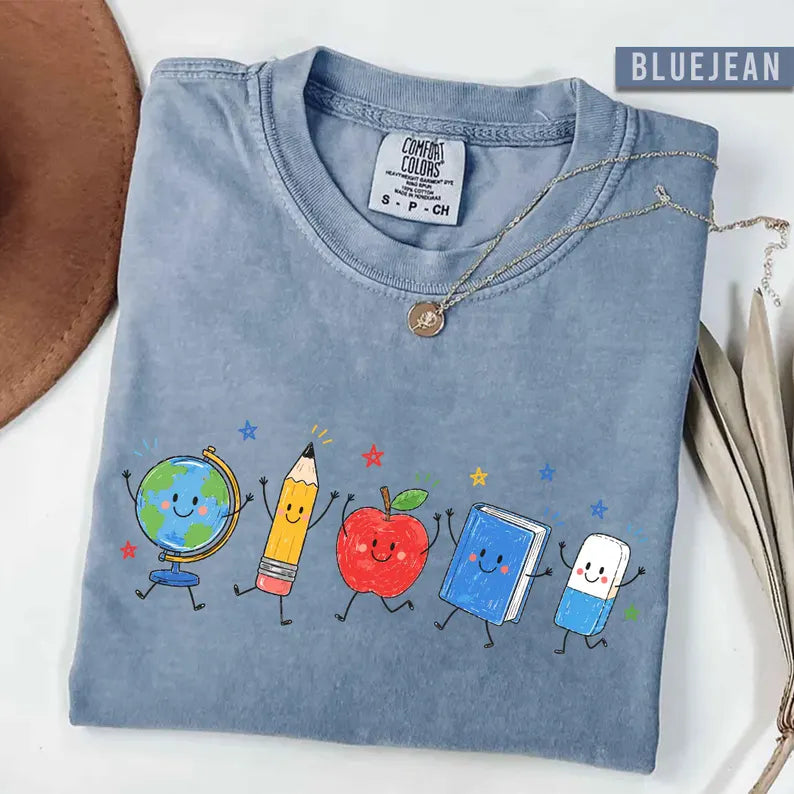 Back To School Shirt, Cute School Supplies Shirt, Teacher Student Shirt, Doodle Classroom Shirt, First Day Of School Gift, Happy School Tee. SPETAL16