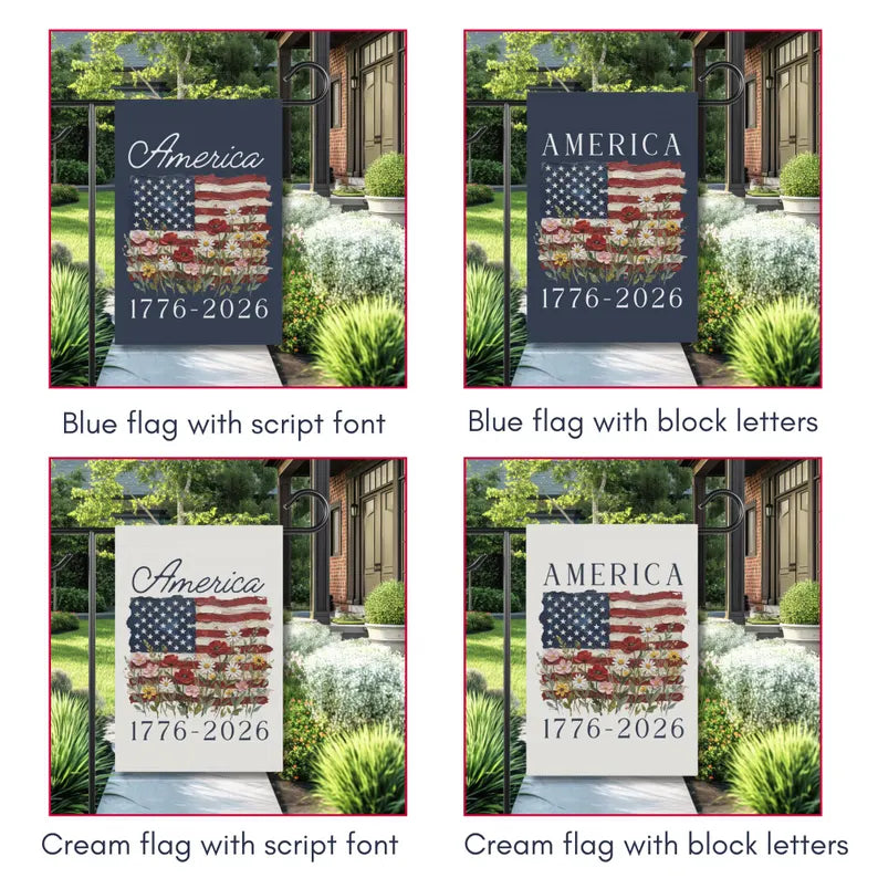 USA 250th Anniversary Garden Flag: 1776-2026 Patriotic Outdoor Decor, American Semiquincentennial Yard Banner. GFPETAL08
