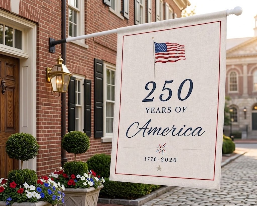 Patriotic Garden Flag, 250 Years of America Decor, America 250 Garden Flag, 4th of July Decor, Summer Memorial Day Decor, USA Flag. GFPETAL04