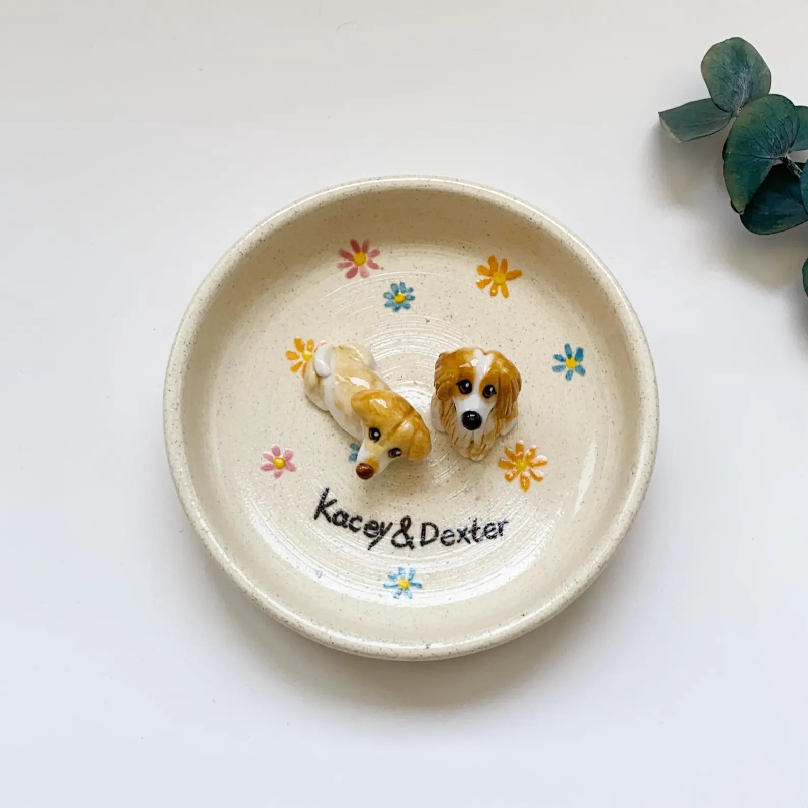 Custom Pet Jewelry Tray Personalized Floral Jewelry Tray Pet Figurine Ceramic Jewelry Tray Personalized Gifts for Pet Lovers Pet Memorial. CPPETAL06