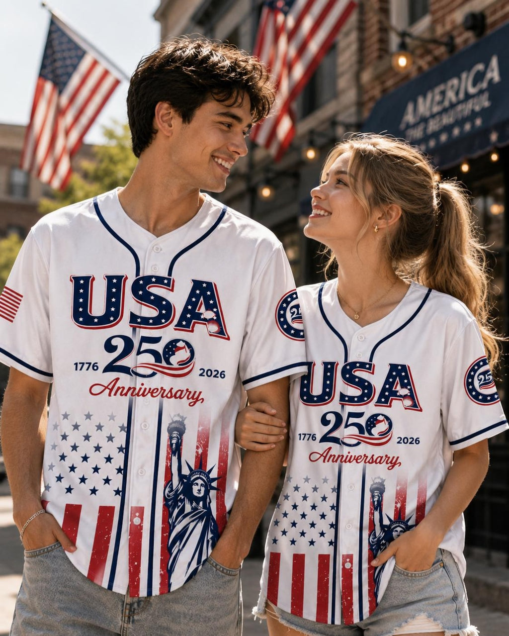 Independence Day Baseball Jersey, Personalized Youth Patriotic Shirt, America Birthday Gift. BJPETAL02
