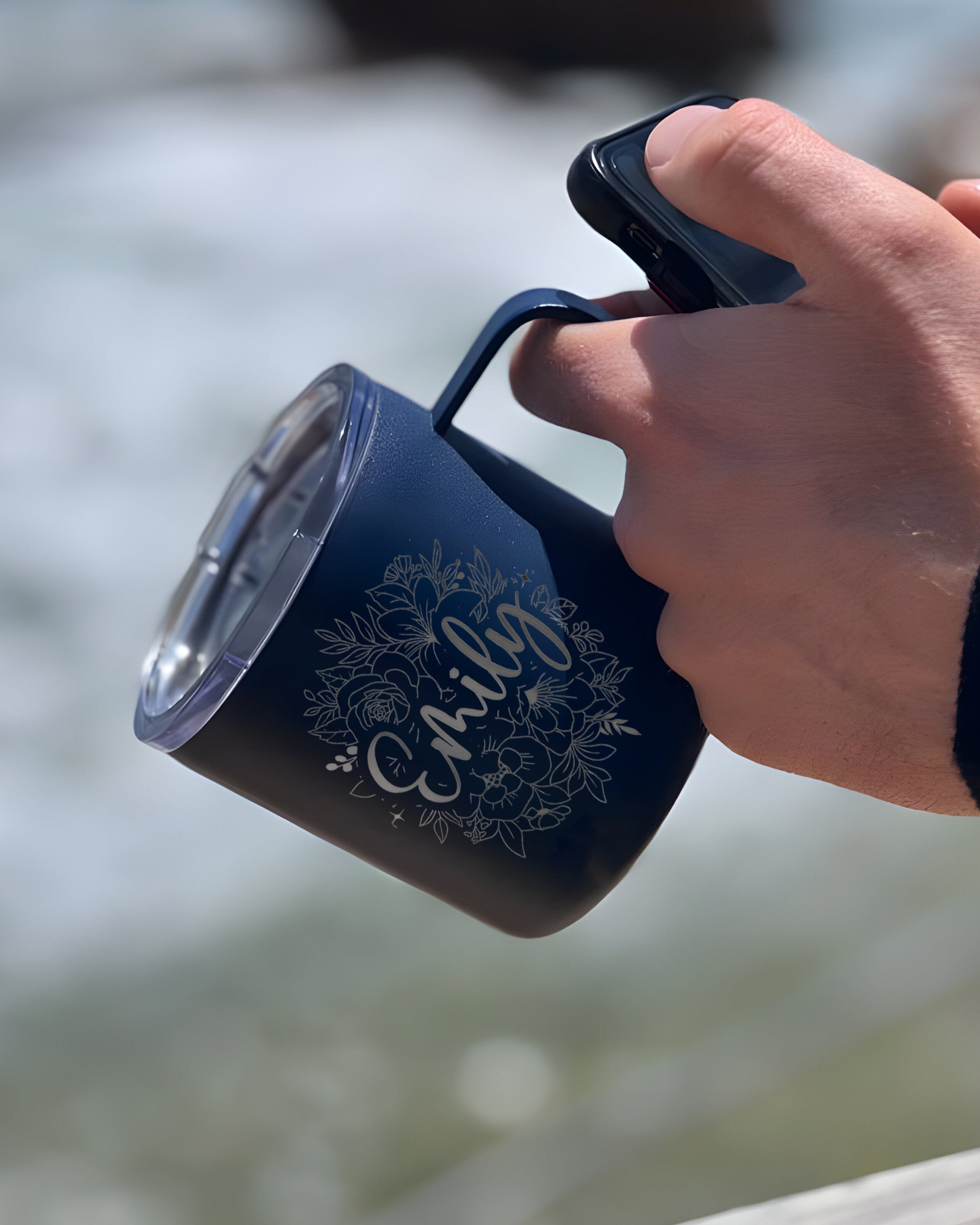 Personalized Engraved Birth Flowers With Name Coffee Mug 12oz, Bridesmaid Gift, Custom Name Travel Cup, Birthday Gift, Gift For Her Mother