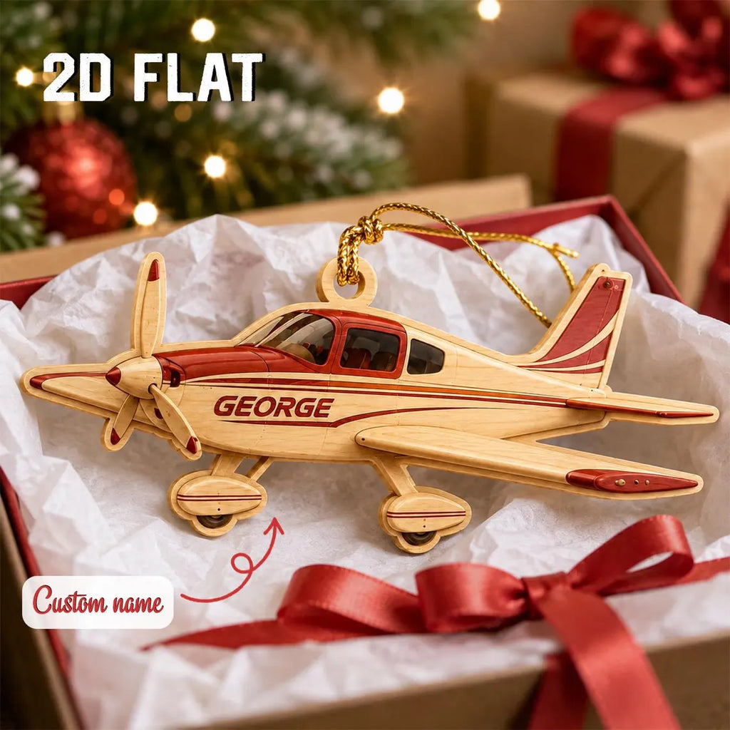 Personalized Airplane Ornament, Custom Pilot Christmas Gift, Wooden Aircraft Name Ornament, Aviation Gift for Pilot or Flight Instructor	COPETAL37