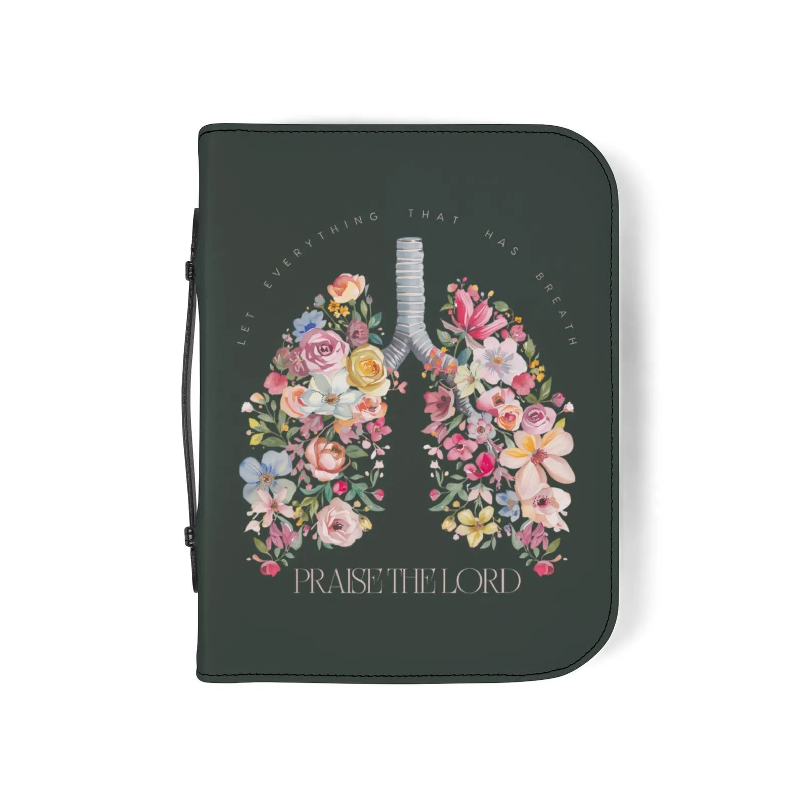 Floral Lungs Illustration Bible Cover | Praise The Lord Scripture Zipper Case. BCPETAL6