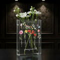 Book Shaped Acrylic Vase for Flowers, Personalized Birth Flower Vase for Mom Grandma, Custom Kids Name Clear Vase, Mothers Day Gift