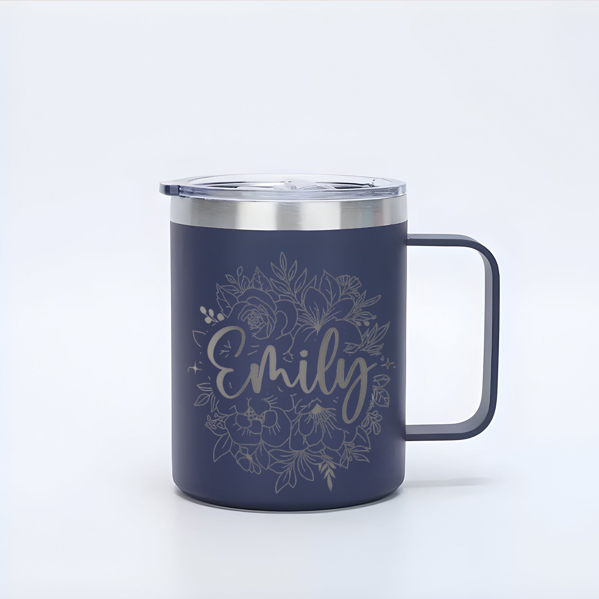 Personalized Engraved Birth Flowers With Name Coffee Mug 12oz, Bridesmaid Gift, Custom Name Travel Cup, Birthday Gift, Gift For Her Mother