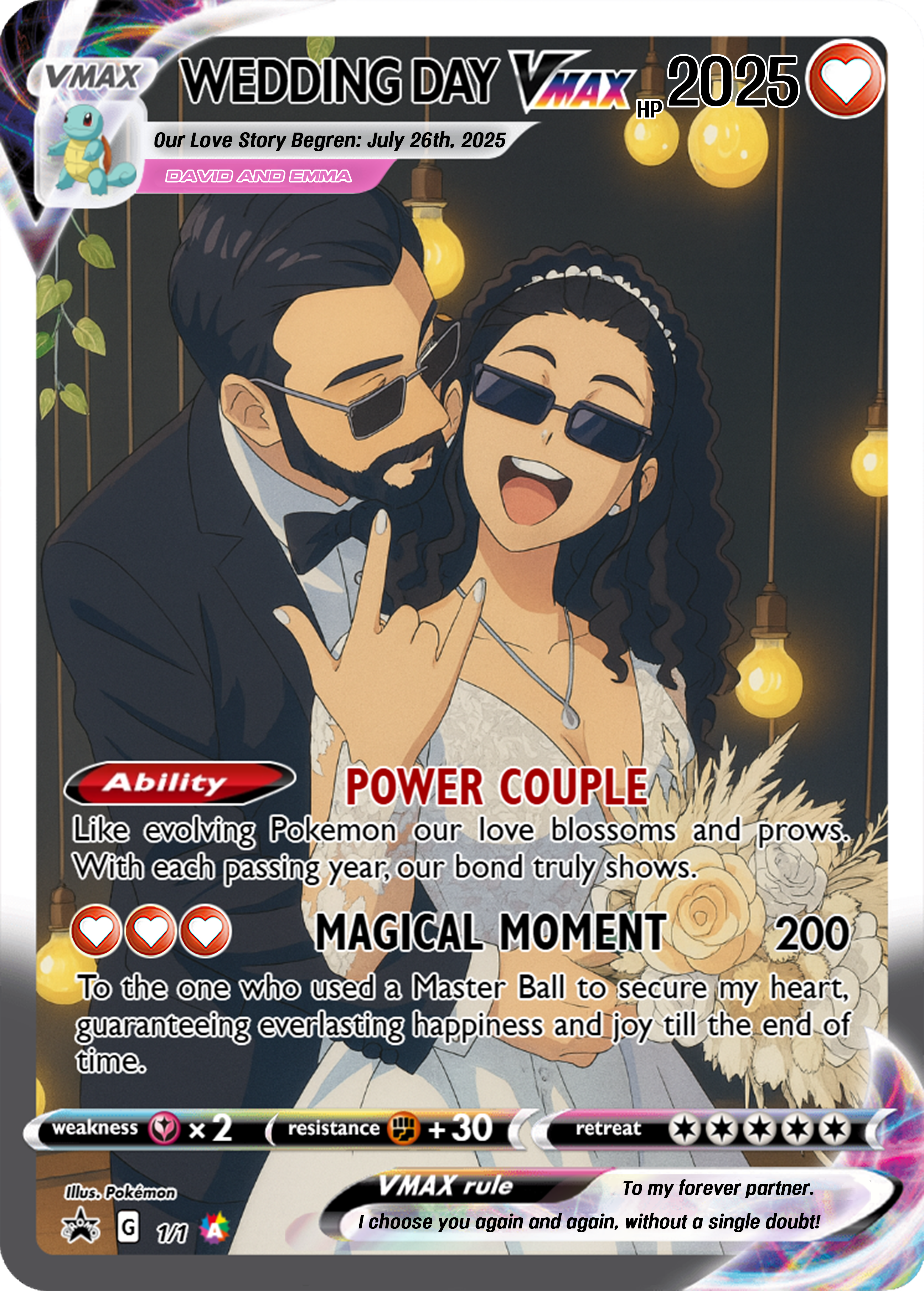 Custom Pokémon Card Price Love Acrylic Card, Personalized Couple Photo Anime Style, Anniversary Gift for Him, Gamer Husband Gift