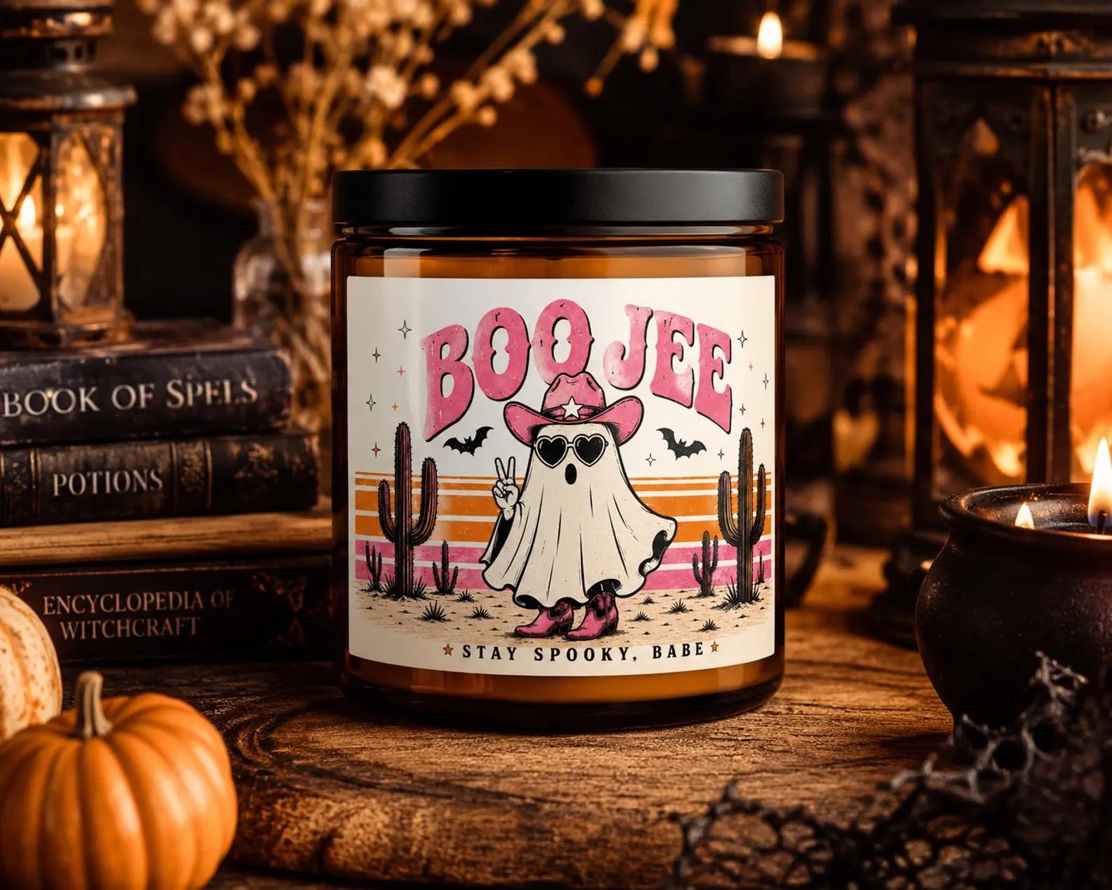 Boo Jee Candle | Stay Spooky Babe | Spooky Season Candle Amber Jar | Scented Soy Candle. SCPETAL1