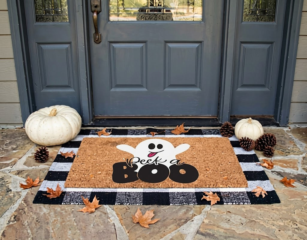 Peek A Boo Ghost Halloween for Halloween Porch Decor | Fall Entryway Decor | Halloween Rug. DMPETAL13