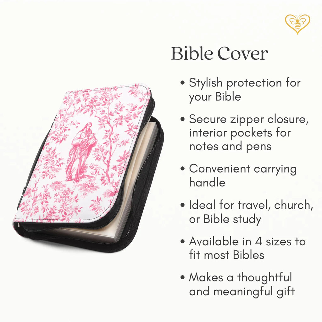 Jesus Lost Lamb Bible Cover Pink Toile, Christian Coquette Bible Case for Women Jesus Lost Sheep French Toile Notebook Cover Gift for Girls. BCPETAL21
