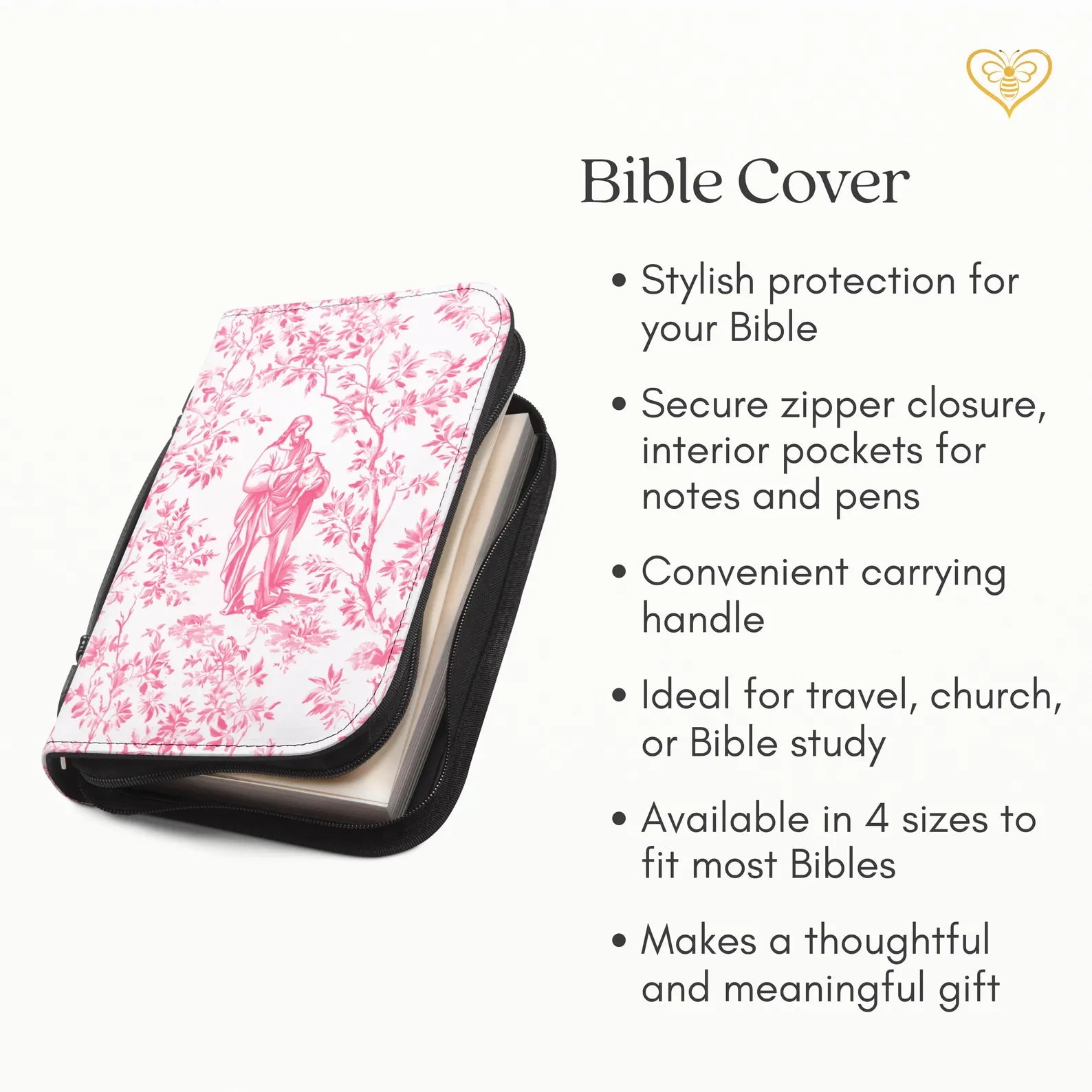 Jesus Lost Lamb Bible Cover Pink Toile, Christian Coquette Bible Case for Women Jesus Lost Sheep French Toile Notebook Cover Gift for Girls. BCPETAL21