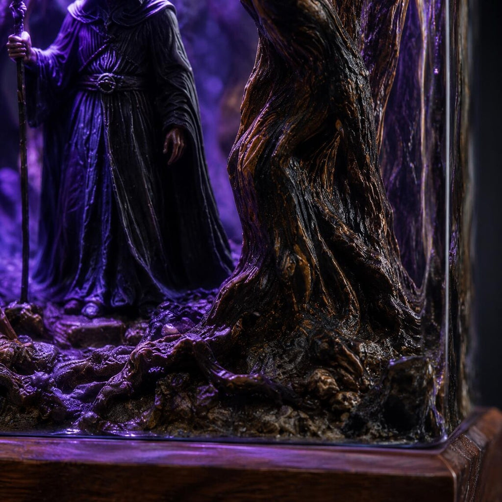 Wizard Resin Night Light, Dark Forest Fantasy Diorama, Handmade Epoxy Lamp, Book Lover Gift, Unique Fantasy Decor. RLPETAL04