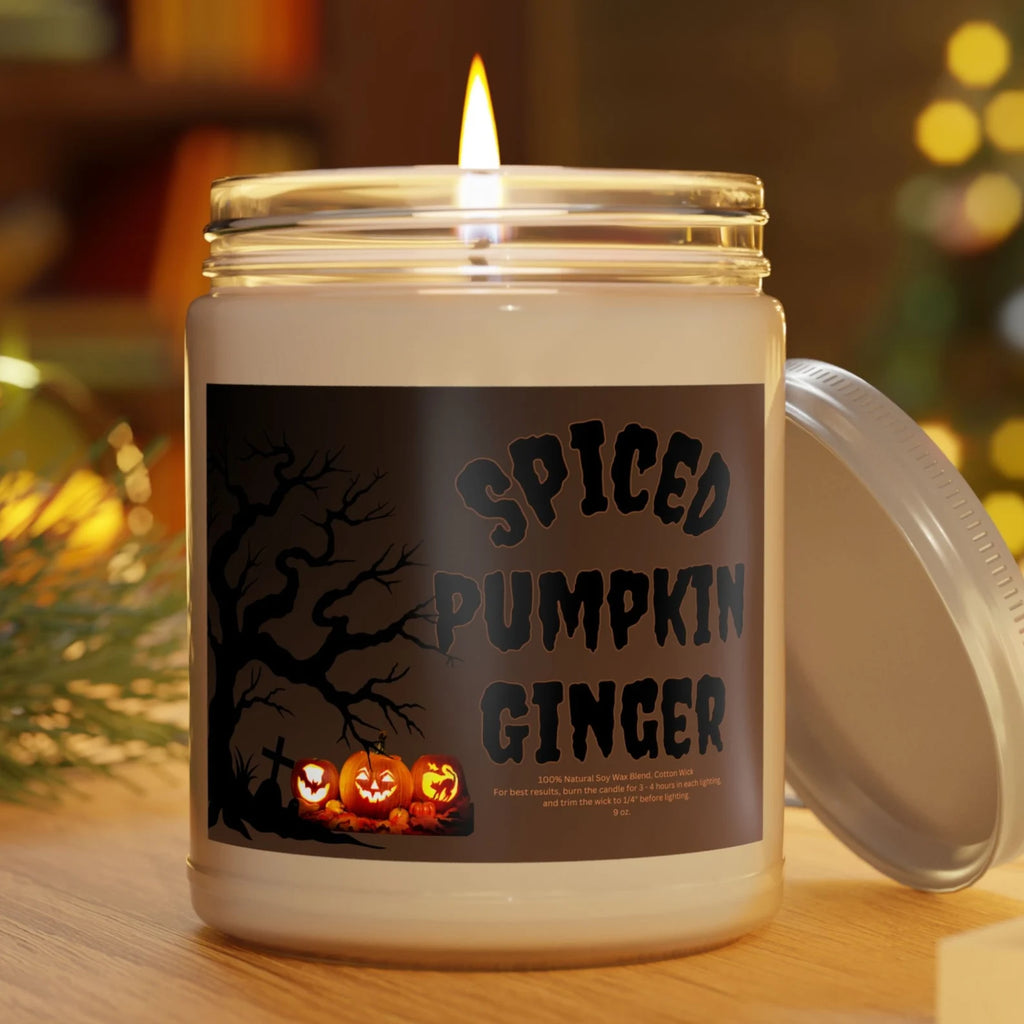 Halloween Spiced Pumpkin Ginger Candle: Halloween Scented Soy Wax Candle,. SCPETAL7