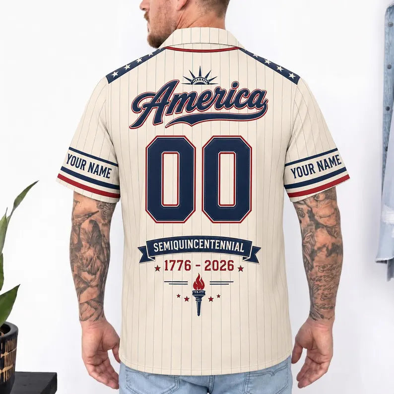 USA 250th Anniversary Baseball Jersey, Custom America 1776 2026 Shirt, Patriotic Gift for Men Women Kids.BJPETAL07