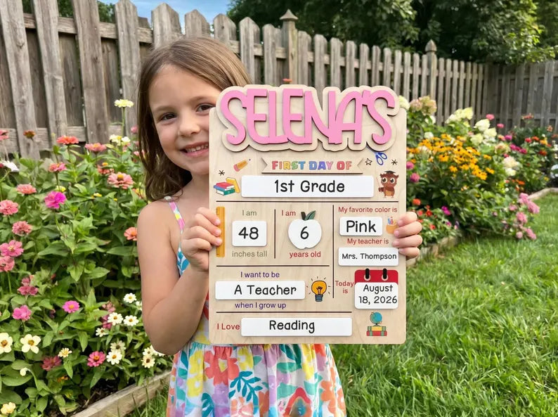Personalized Back to School Sign, First Day of School Sign, Preschool, Kindergarten 1st Day of School Sign, School Board, Last Day of School. SBPETAL07